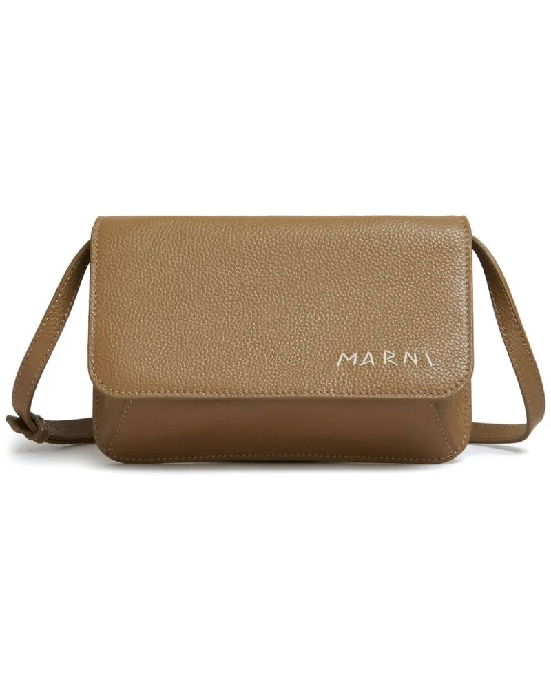 Marni Leder-Gürteltasche mit Logo-Stickerei - Braun Braun