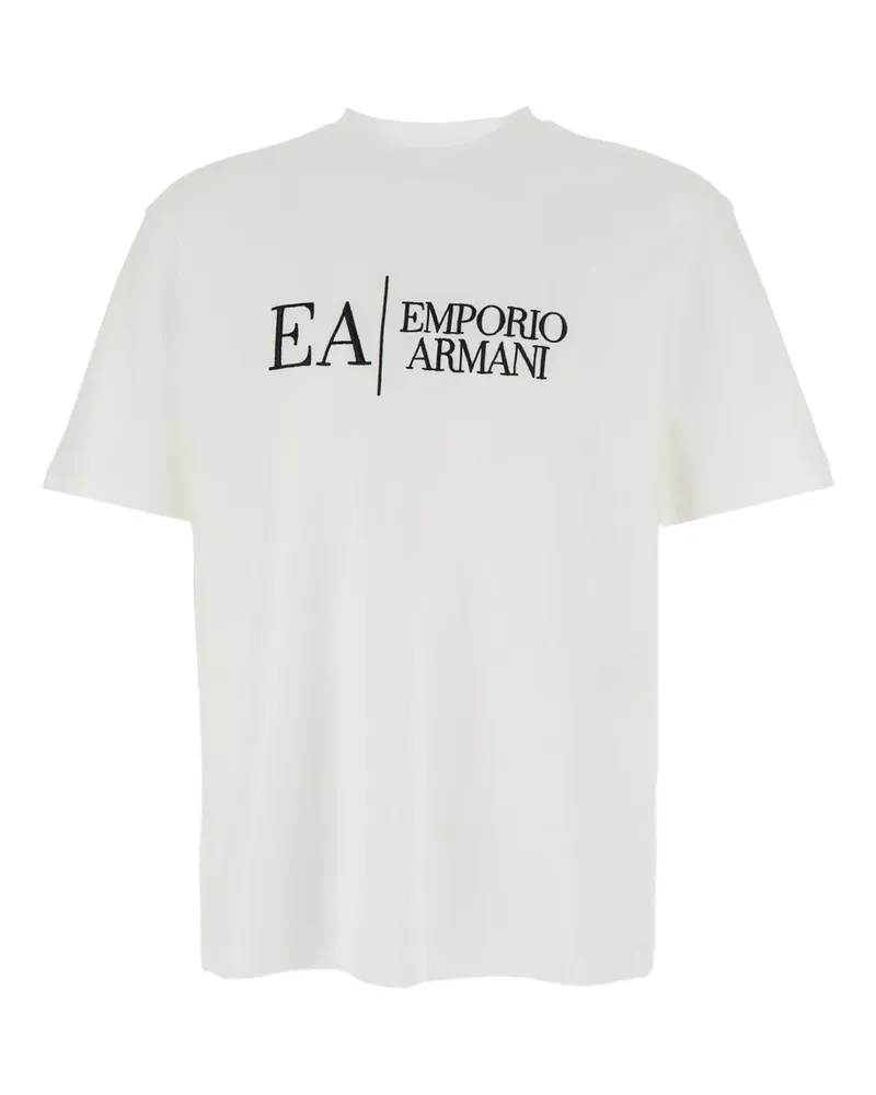Emporio Armani crew-neck logo-embroidery T-shirt - Weiß Weiß