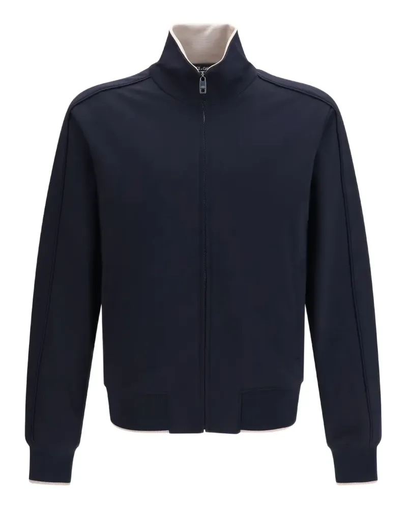 Dolce & Gabbana Stehkragen-Pullover mit Logo-Schild - Blau Blau