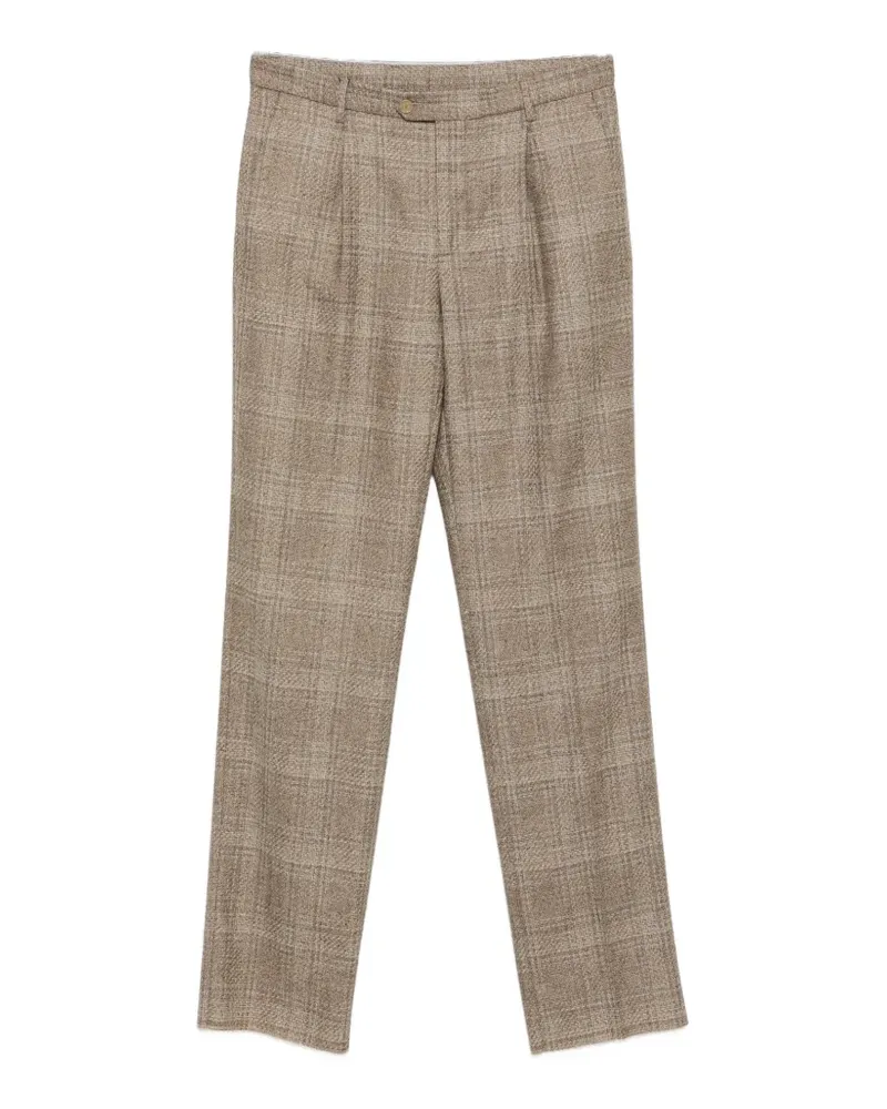 Etro checked pleated trousers - Braun Braun