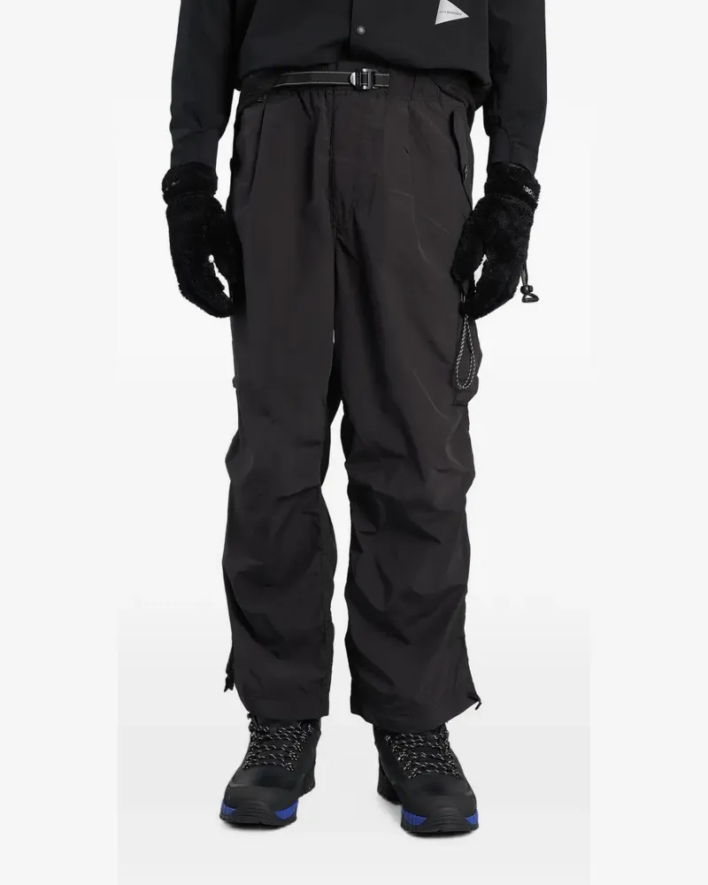 and wander Gerade Cargohose mit Logo-Stickerei - Schwarz Schwarz