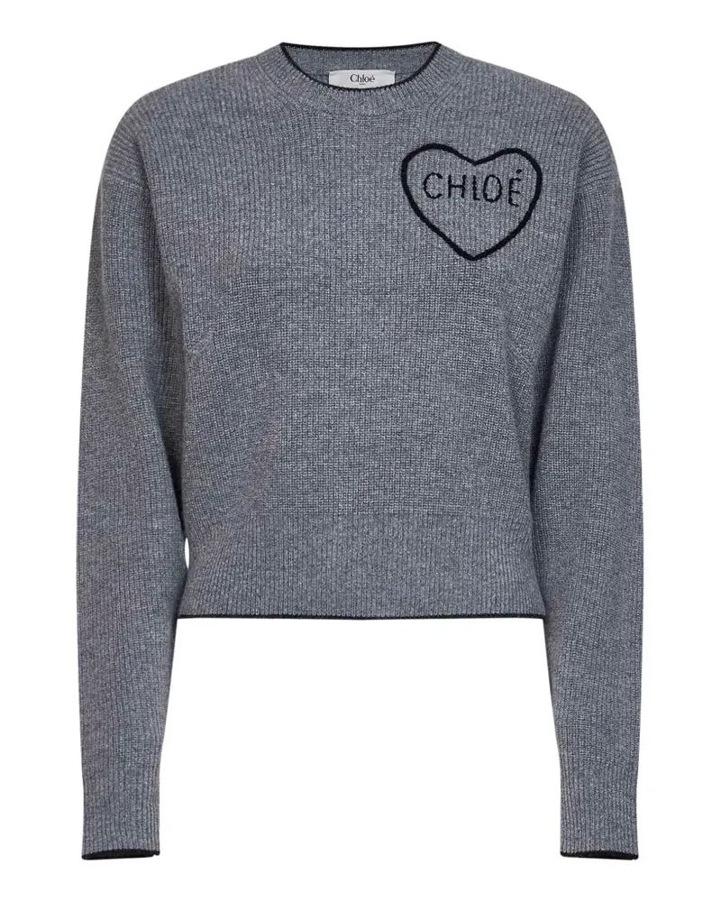 Chloé heart-embroidered sweater - Grau Grau