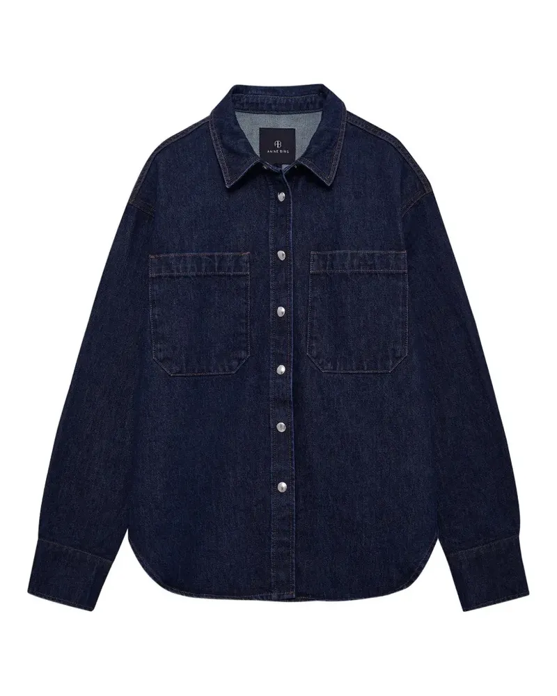 Anine Bing Samy Jeanshemd mit Kontrastnähten - Blau Blau