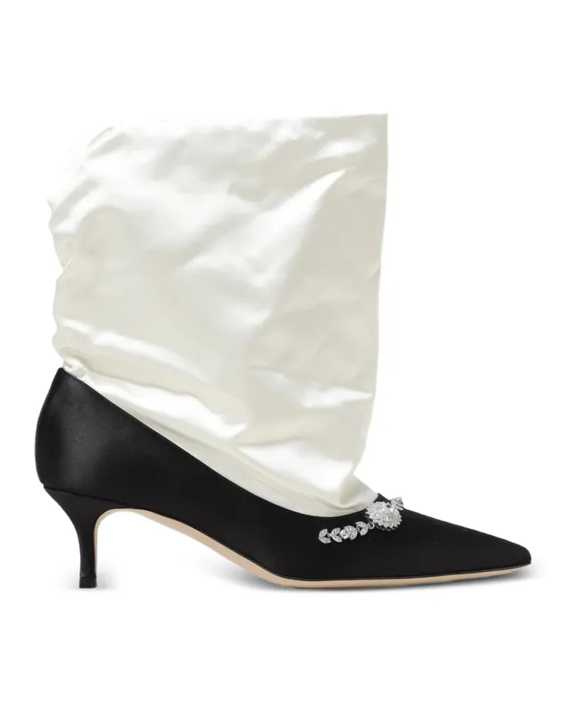 Manolo Blahnik crystal-embellished satin ankle boots - Weiß Weiß
