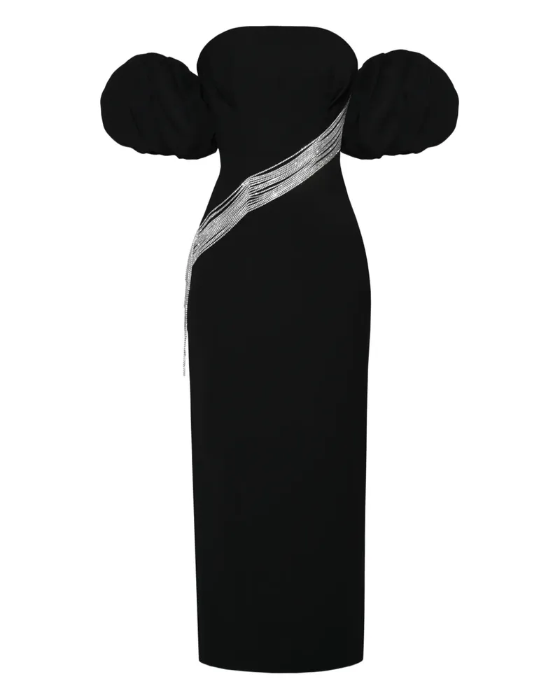 ANOUKI off-shoulder crystal-embellished midi dress - Schwarz Schwarz
