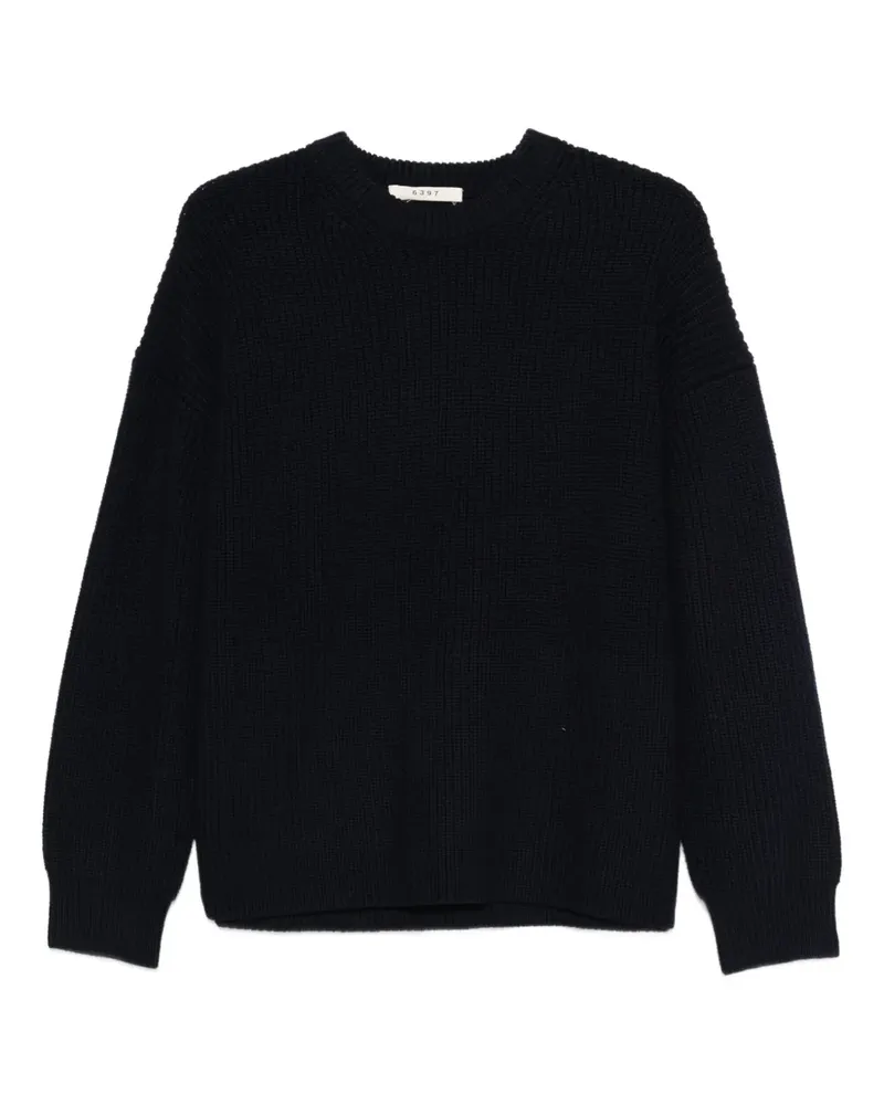 6397 Gerippter Pullover - Blau Blau