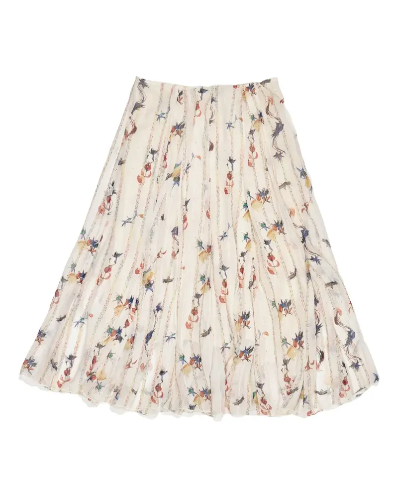BIMBA Y LOLA pleated floral-print skirt - Nude Nude