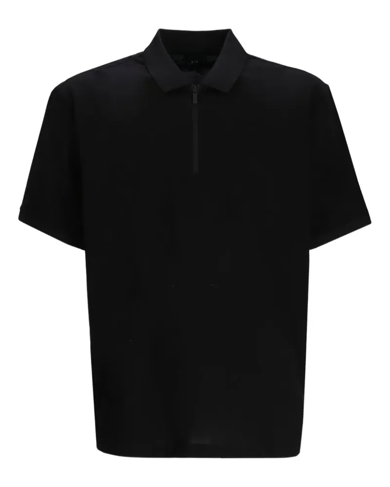 Armani Exchange Poloshirt mit kurzem Reißverschluss - Schwarz Schwarz