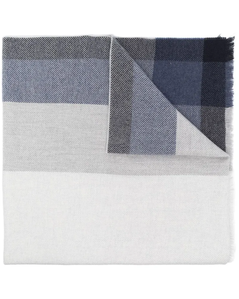 Brunello Cucinelli Karierter Schal mit Fransen - Blau Blau