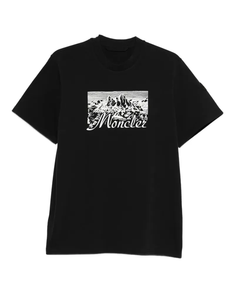Moncler T-Shirt mit Gebirgs-Print - Schwarz Schwarz