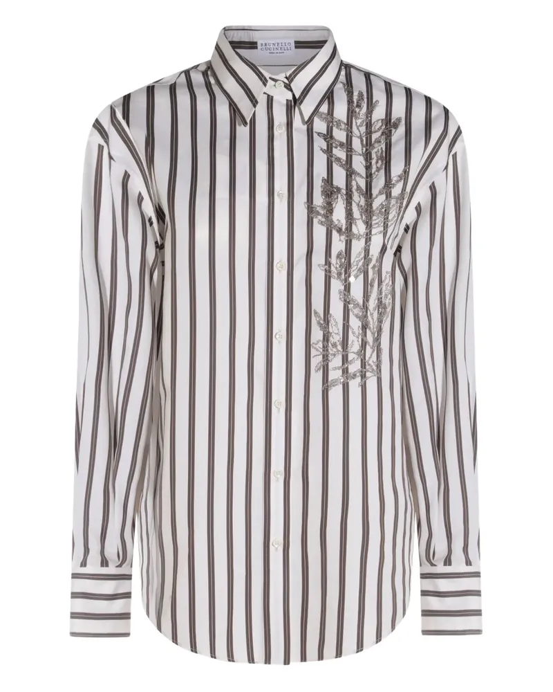 Brunello Cucinelli Gestreiftes Hemd - Weiß Weiß