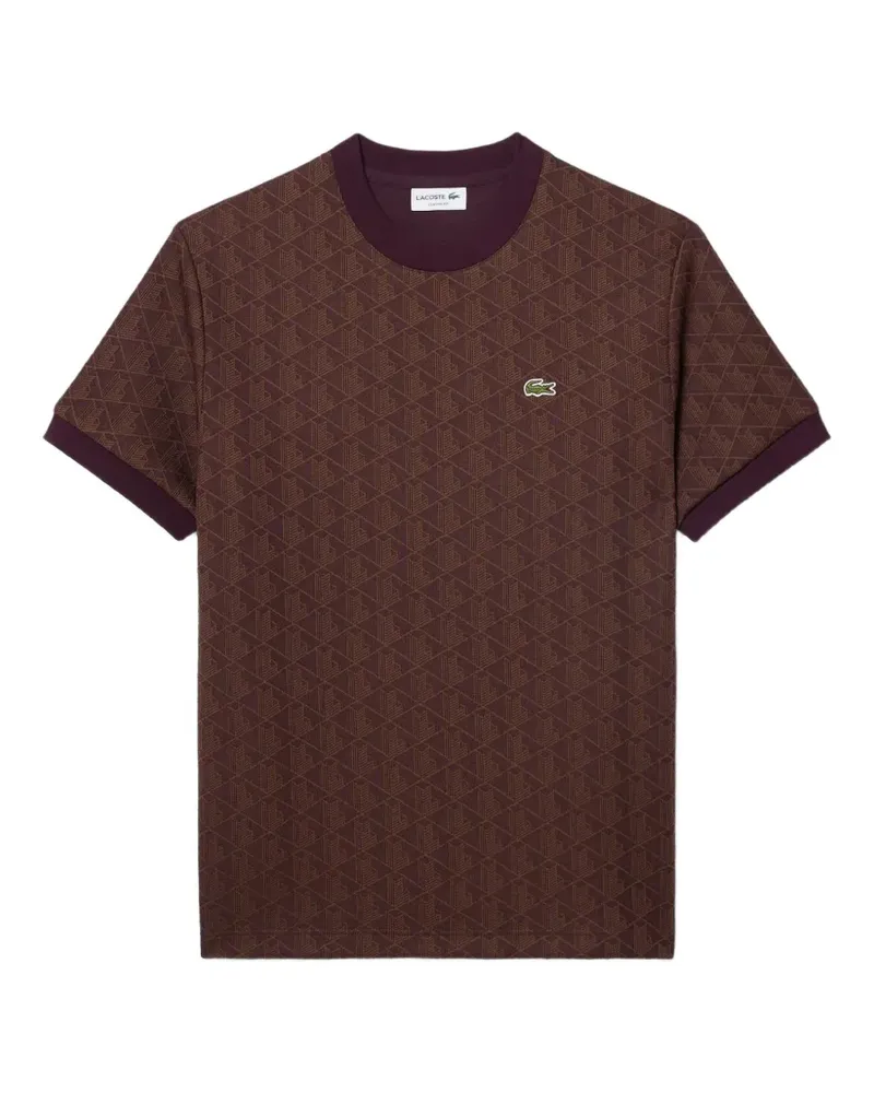 Lacoste monogram-jacquard T-shirt - Braun Braun