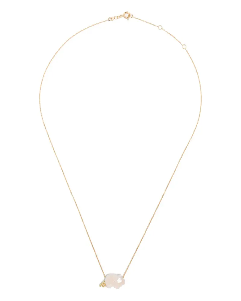 Aliita 9kt Piggy Gelbgoldhalskette mit Koralle Gold