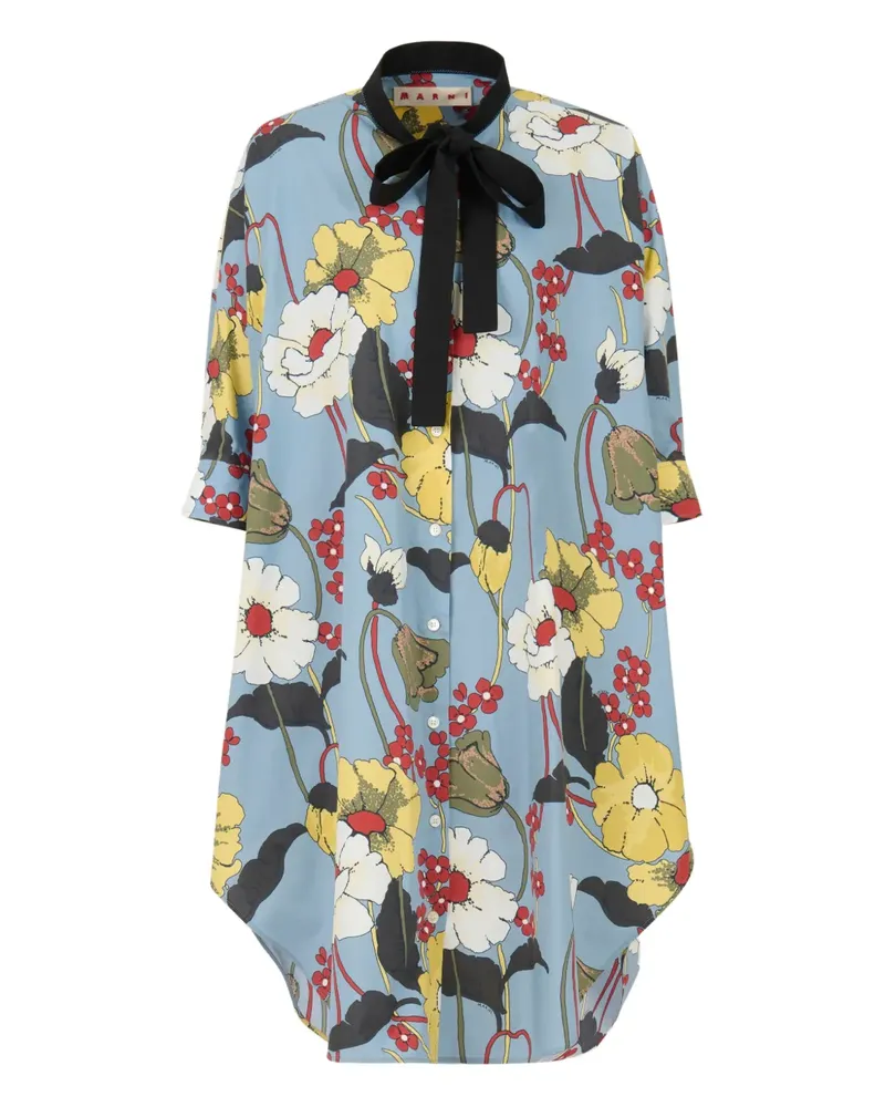Marni Gebundenes Kleid mit Blumen-Print - Blau Blau