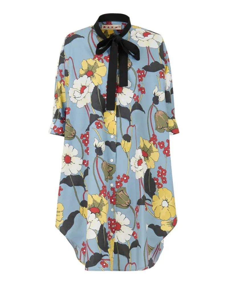 Marni Gebundenes Kleid mit Blumen-Print - Blau Blau