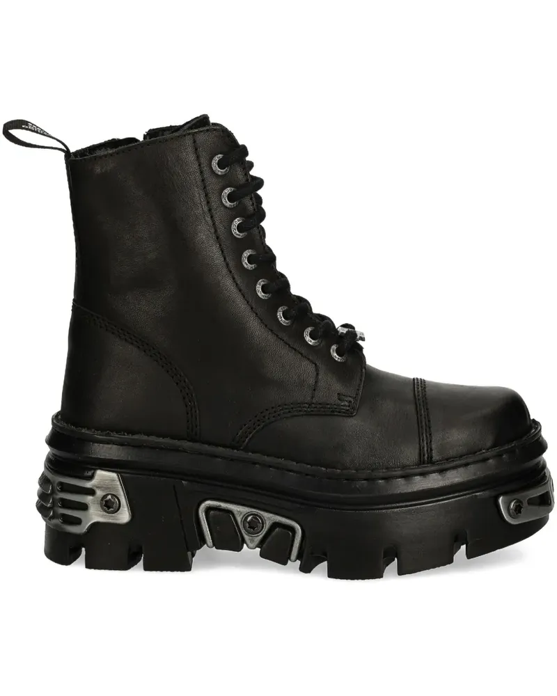 New Rock Bikerstiefel mit Plateau - Schwarz Schwarz