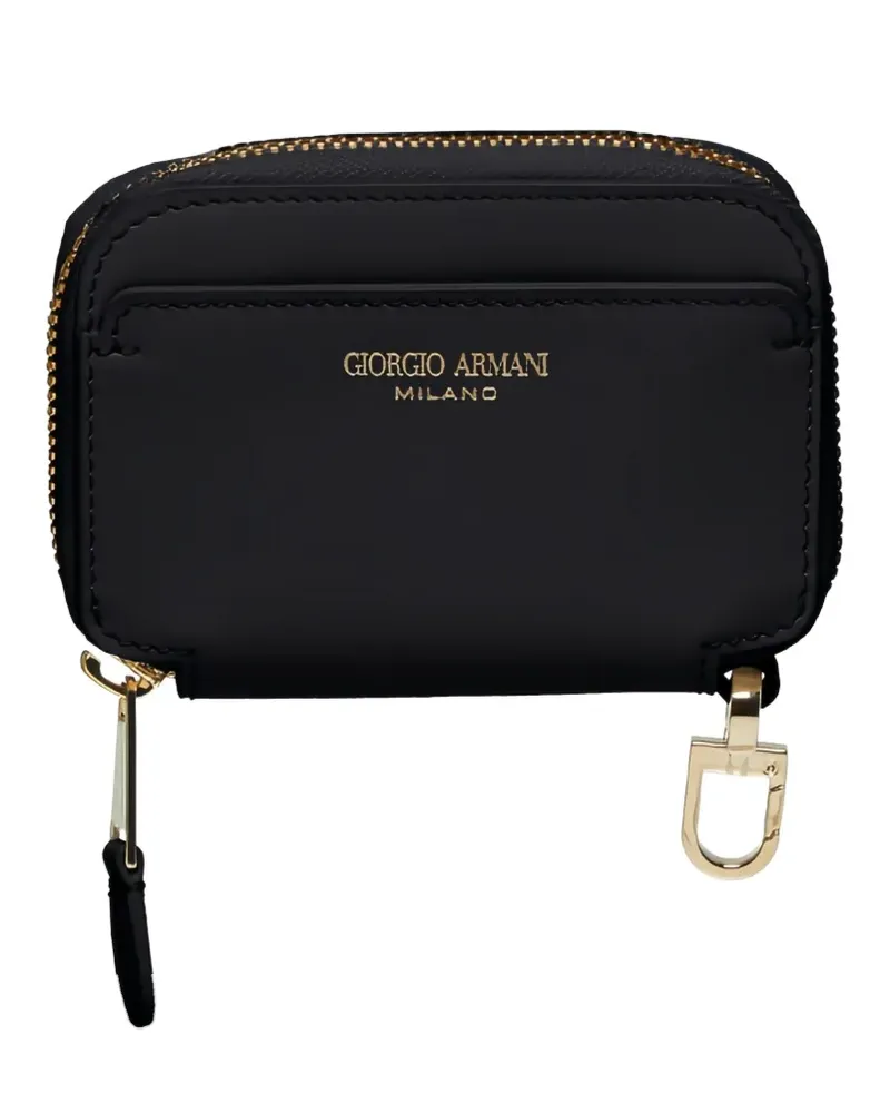 Giorgio Armani mini zip-around logo-plaque wallet - Schwarz Schwarz