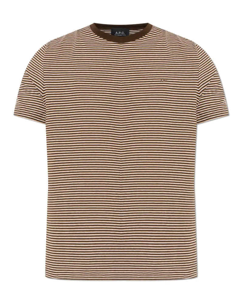 A.P.C. logo-embroidered striped T-shirt - Braun Braun