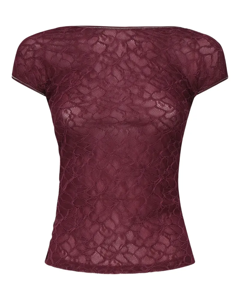 Pinko Cody T-Shirt mit Spitzenmuster - Rot Rot