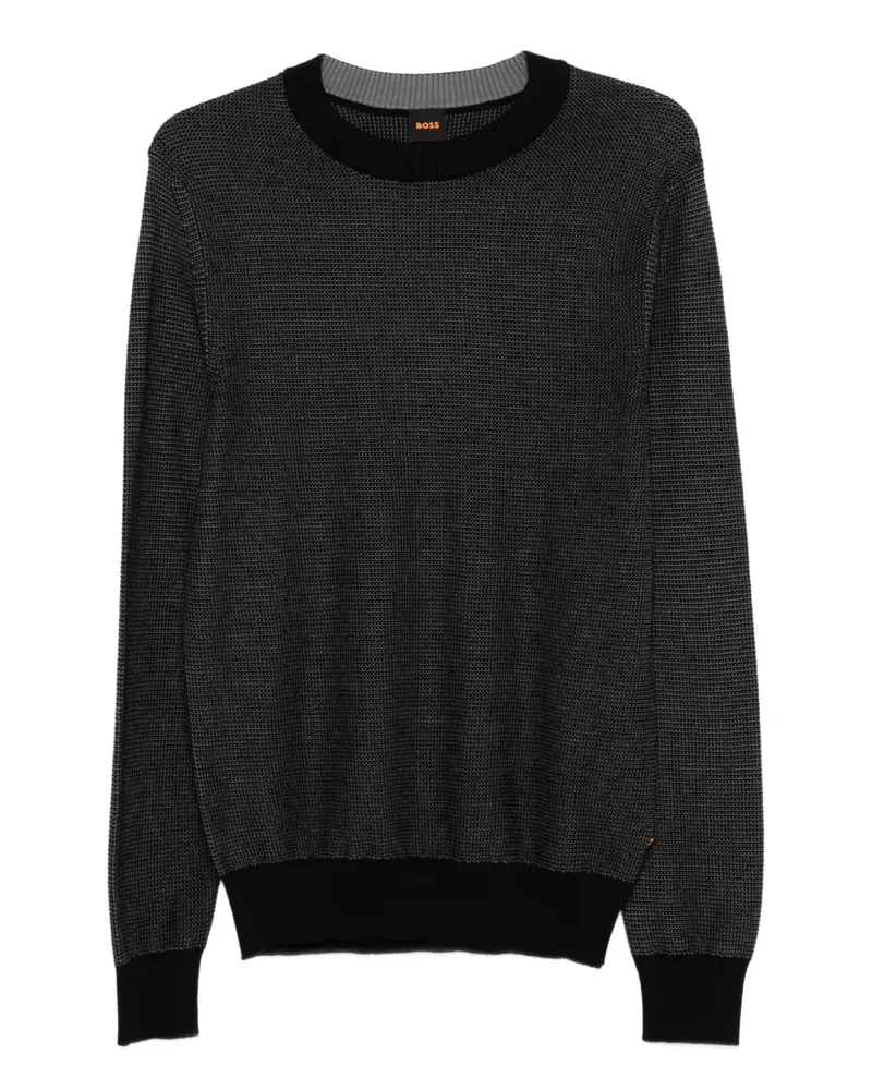 HUGO BOSS Strukturierter Pullover - Schwarz Schwarz