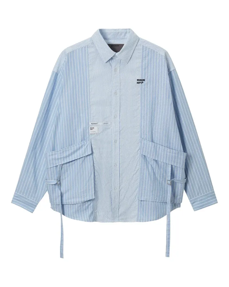 Musium Div. striped panelled shirt - Blau Blau