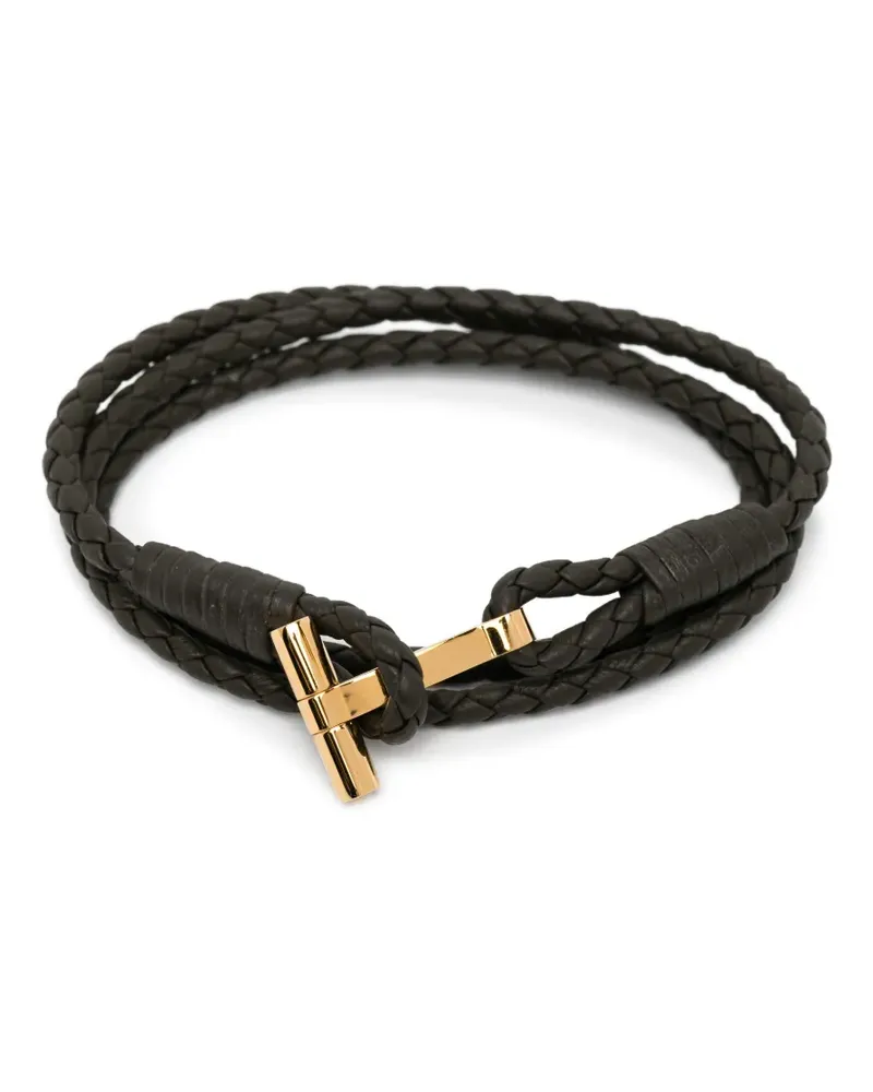 Tom Ford Geflochtenes Armband mit T-Riemen - Braun Braun