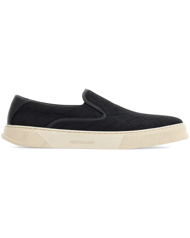 Ferragamo Sneakers mit Gancini-Jacquard - Schwarz Schwarz