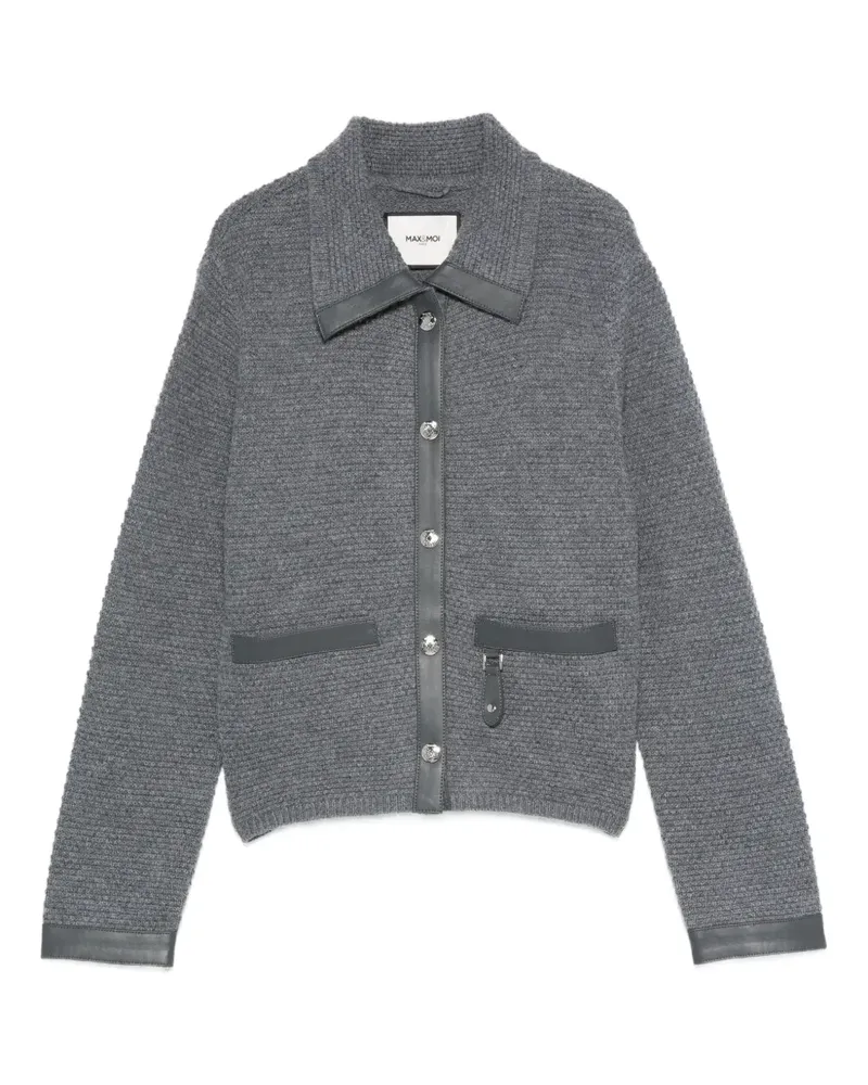 MAX&MOI Cardigan mit Lederbesatz - Grau Grau