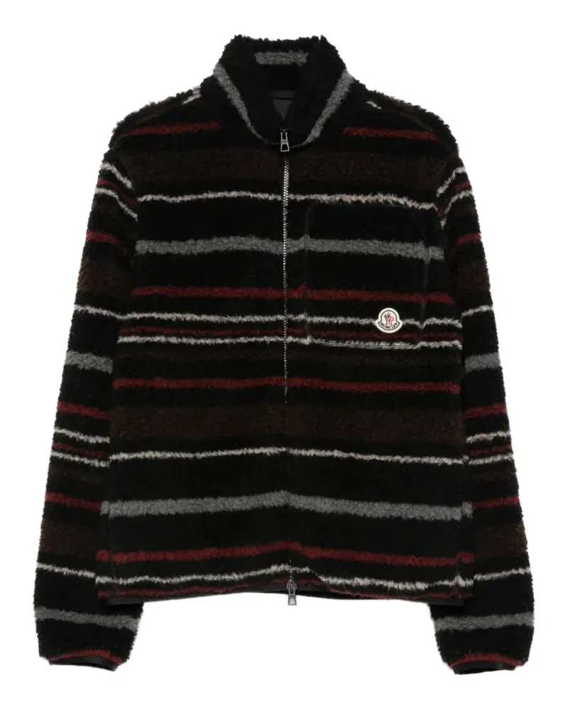 Moncler Gestreifter Cardigan mit Reißverschluss - Schwarz Schwarz