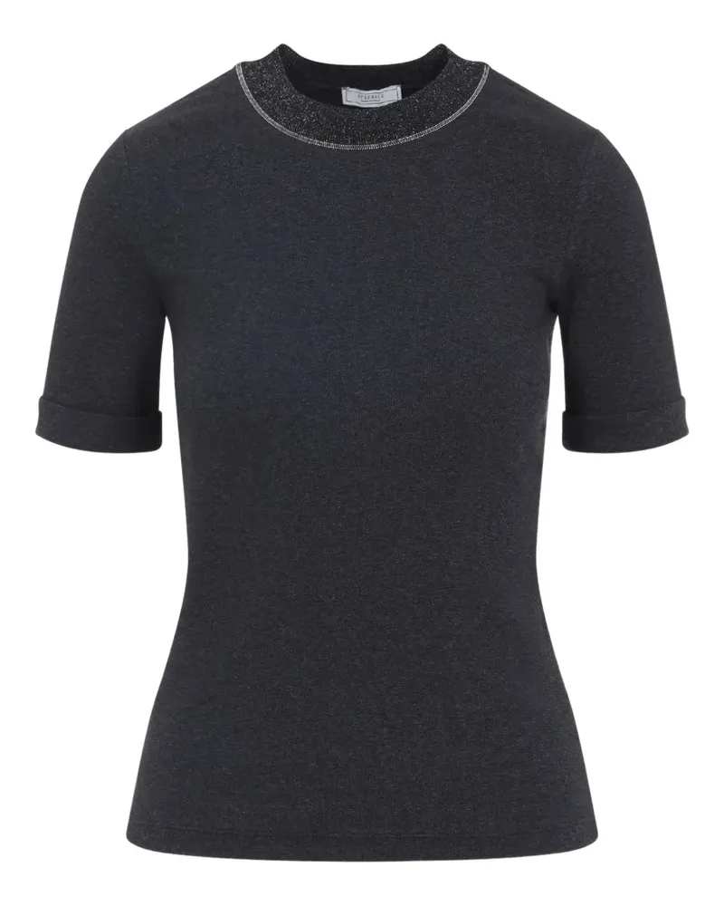 Peserico T-Shirt mit Glitzer-Besatz - Grau Grau