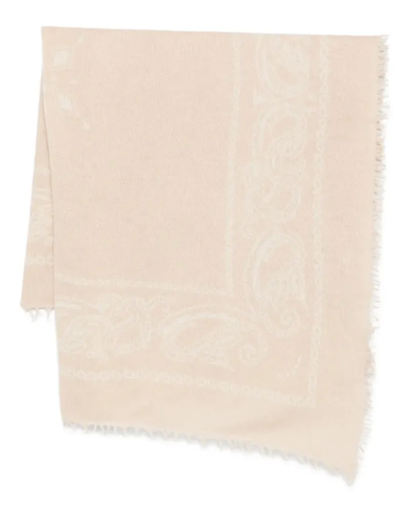 Liska Ausgefranster Schal mit Paisley-Print - Nude Nude