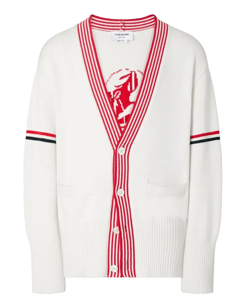 Thom Browne RWB Cardigan mit Hummer - Weiß Weiß