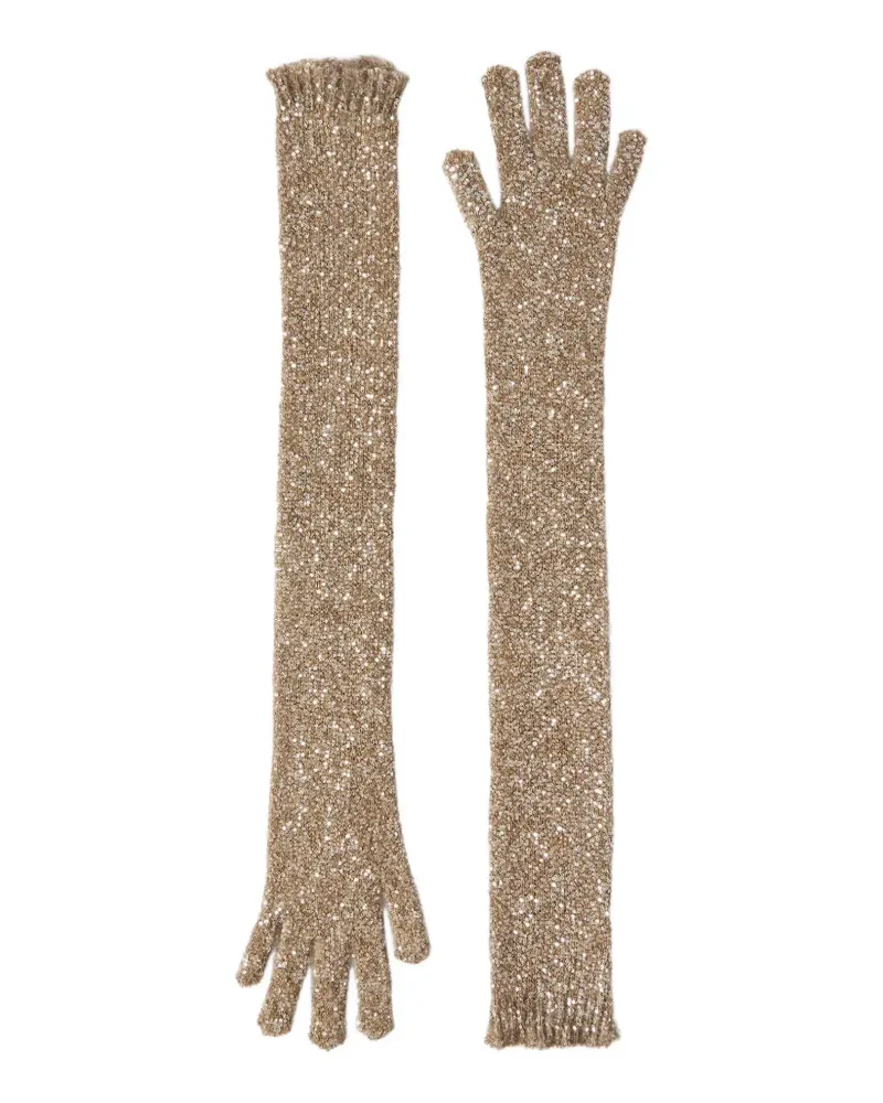 Brunello Cucinelli Strickhandschuhe mit Pailletten - Nude Nude