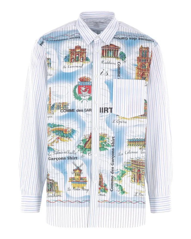 Comme des Garçons striped graphic-print shirt - Weiß Weiß
