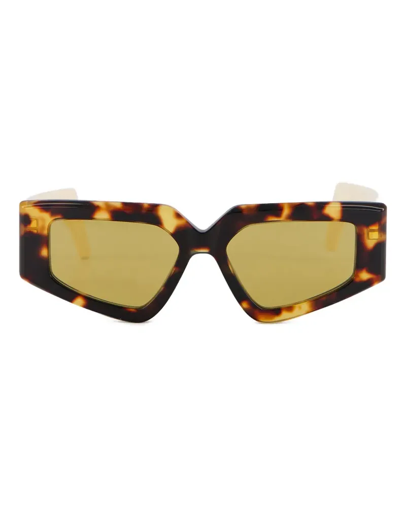 Valentino Garavani V-logo geometric-frame sunglasses - Braun Braun