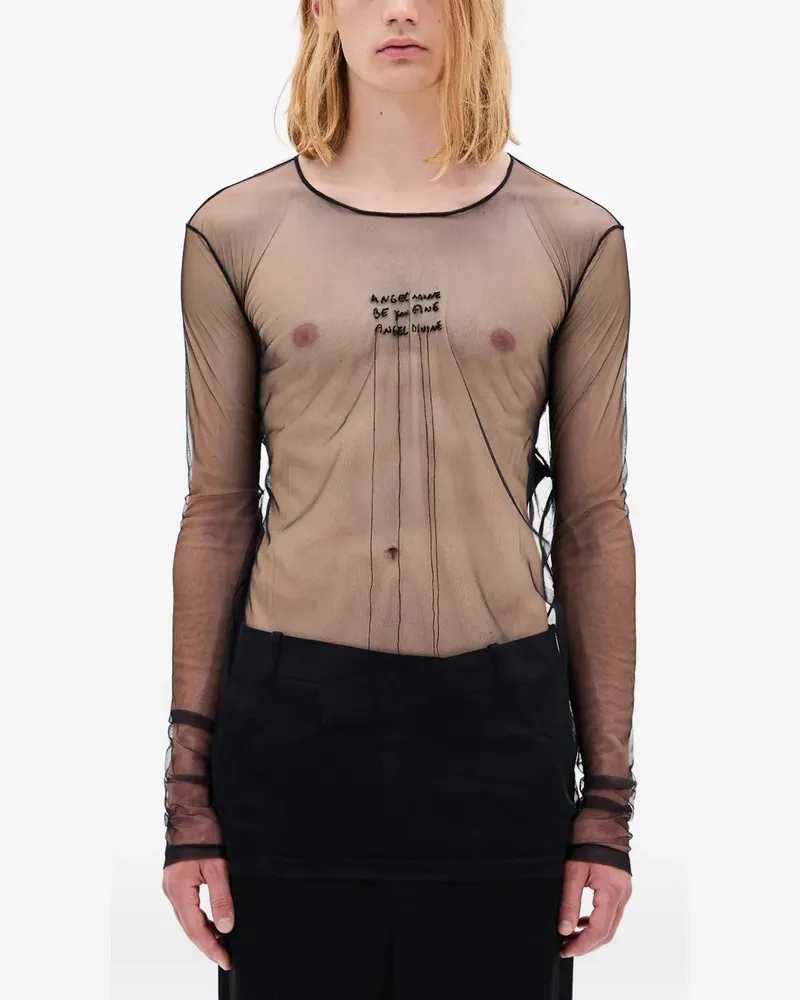 Ann Demeulemeester Angel Divine long-sleeve tulle T-shirt - Schwarz Schwarz