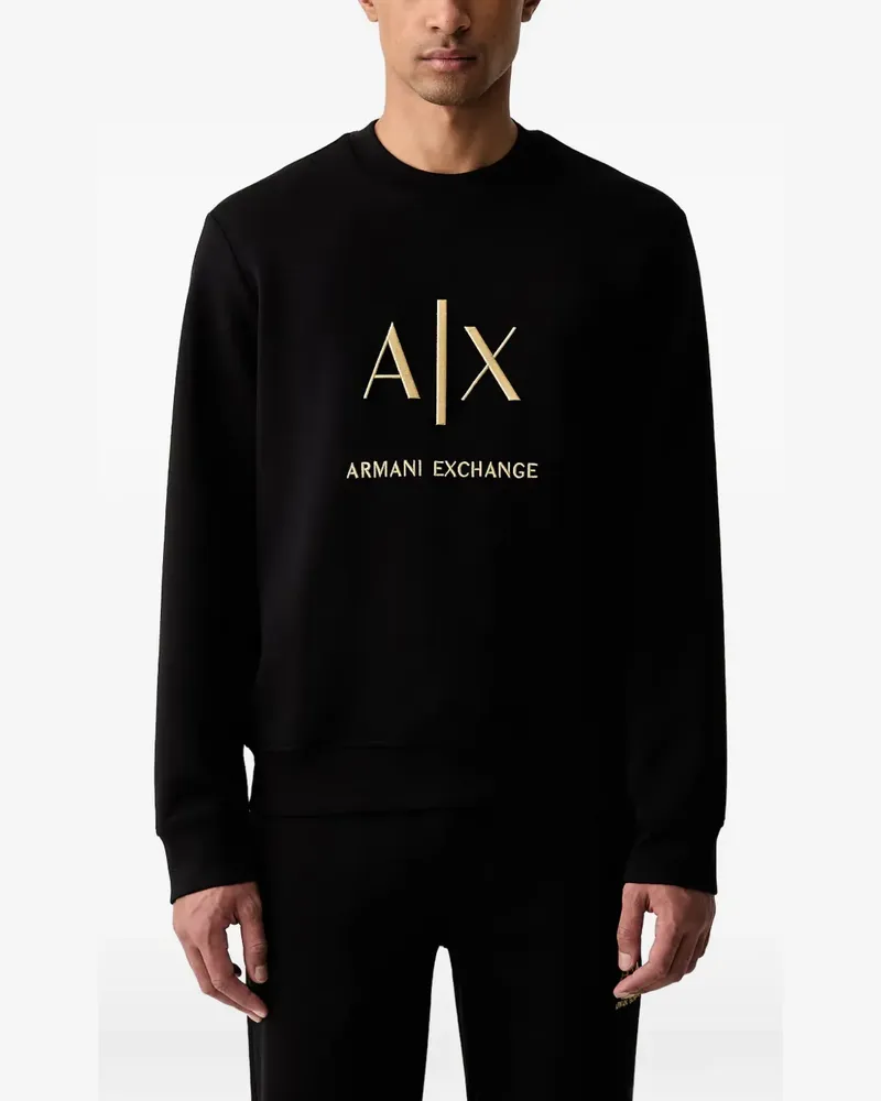 Armani Exchange logo-embroidered sweatshirt - Schwarz Schwarz
