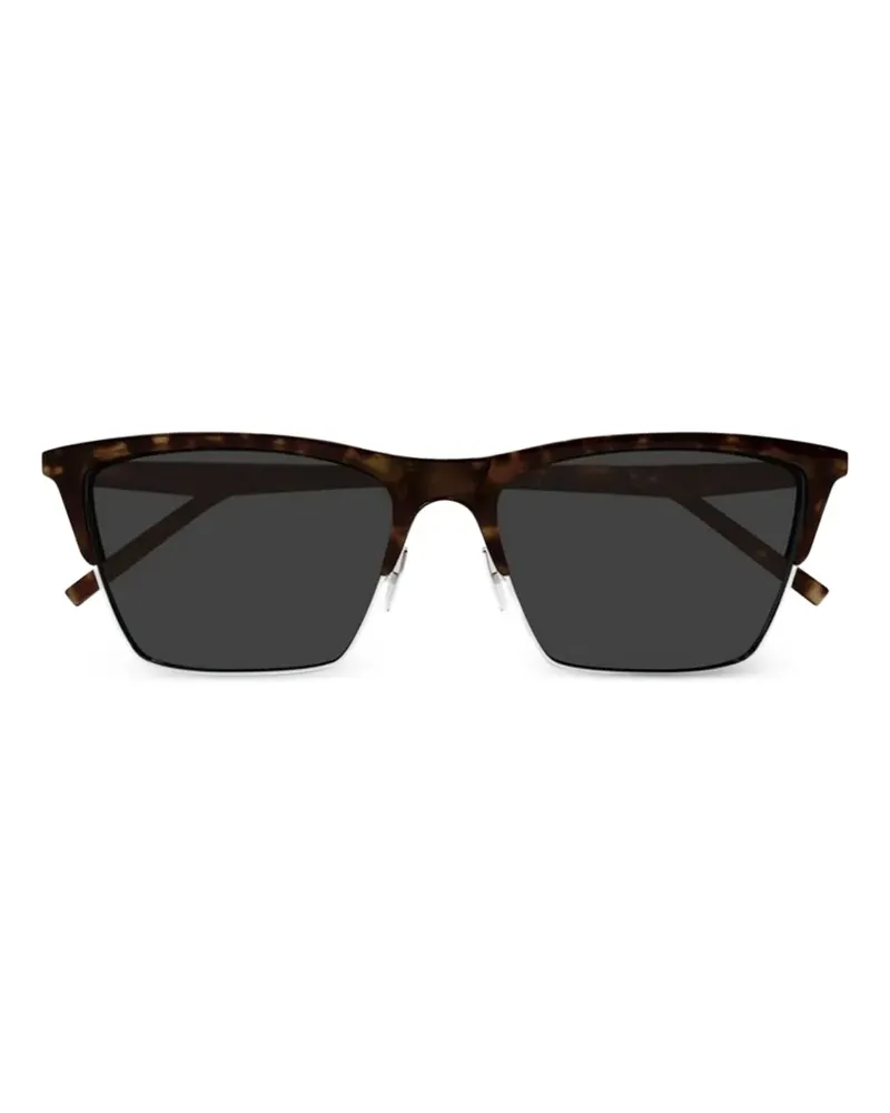 Saint Laurent tortoiseshell-effect rectangle-frame sunglasses - Braun Braun