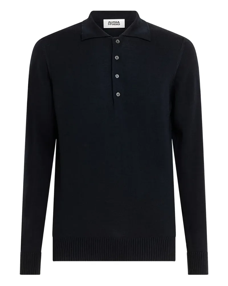 Alpha Industries Poloshirt mit Knopfleiste - Blau Blau
