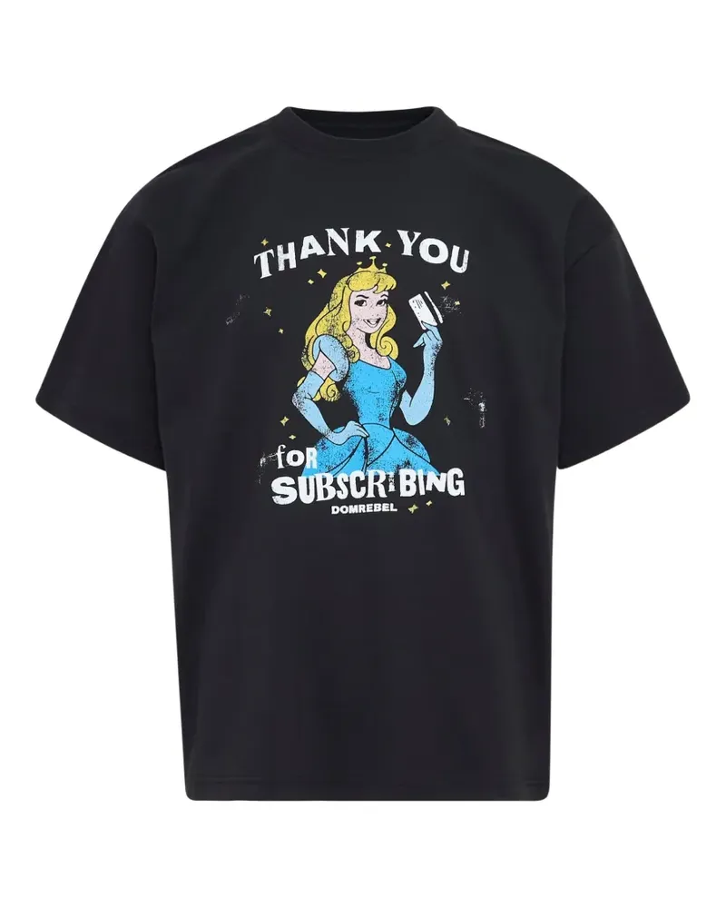 DOMREBEL Subscribe T-Shirt mit grafischem Print - Schwarz Schwarz