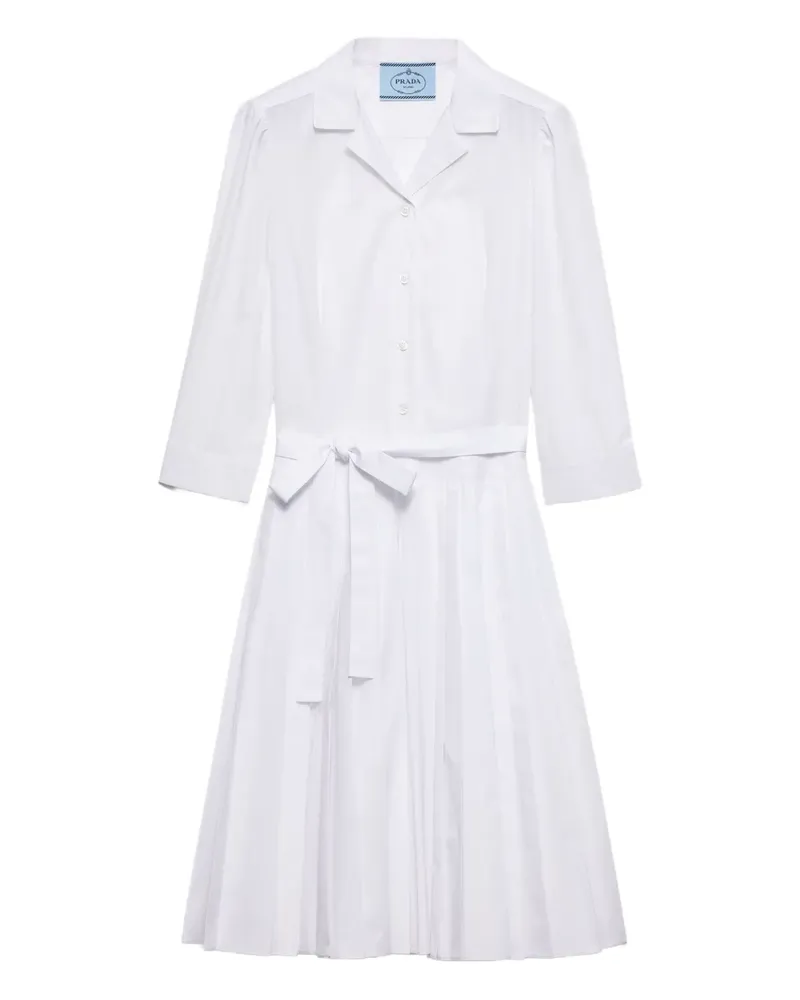Prada Hemdkleid mit Falten - Weiß Weiß