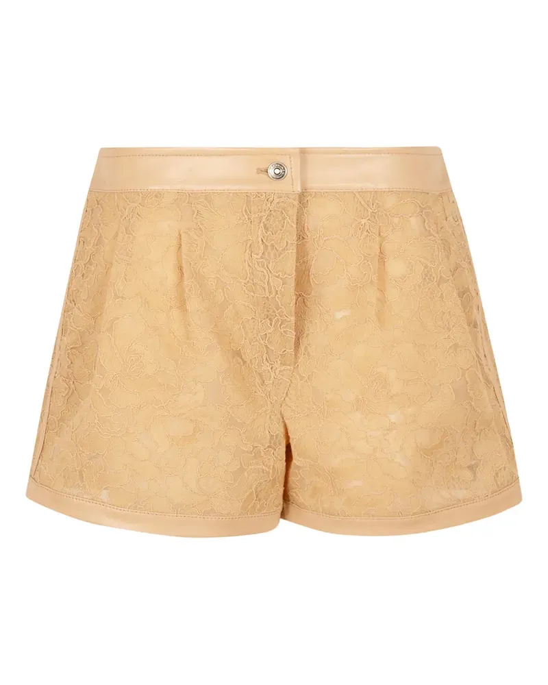 Ermanno Scervino lace-overlay leather-trim shorts - Braun Braun