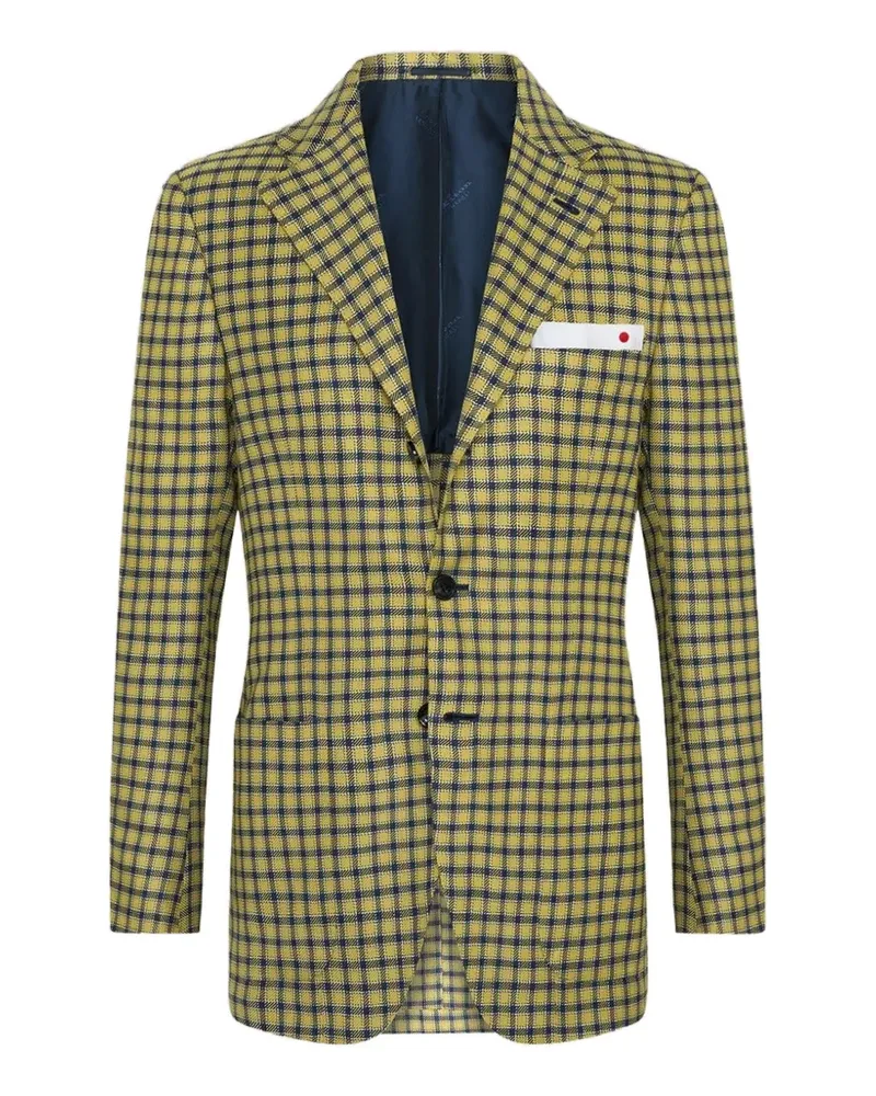 Kiton Sakko mit Mikro-Karomuster - Blau Blau