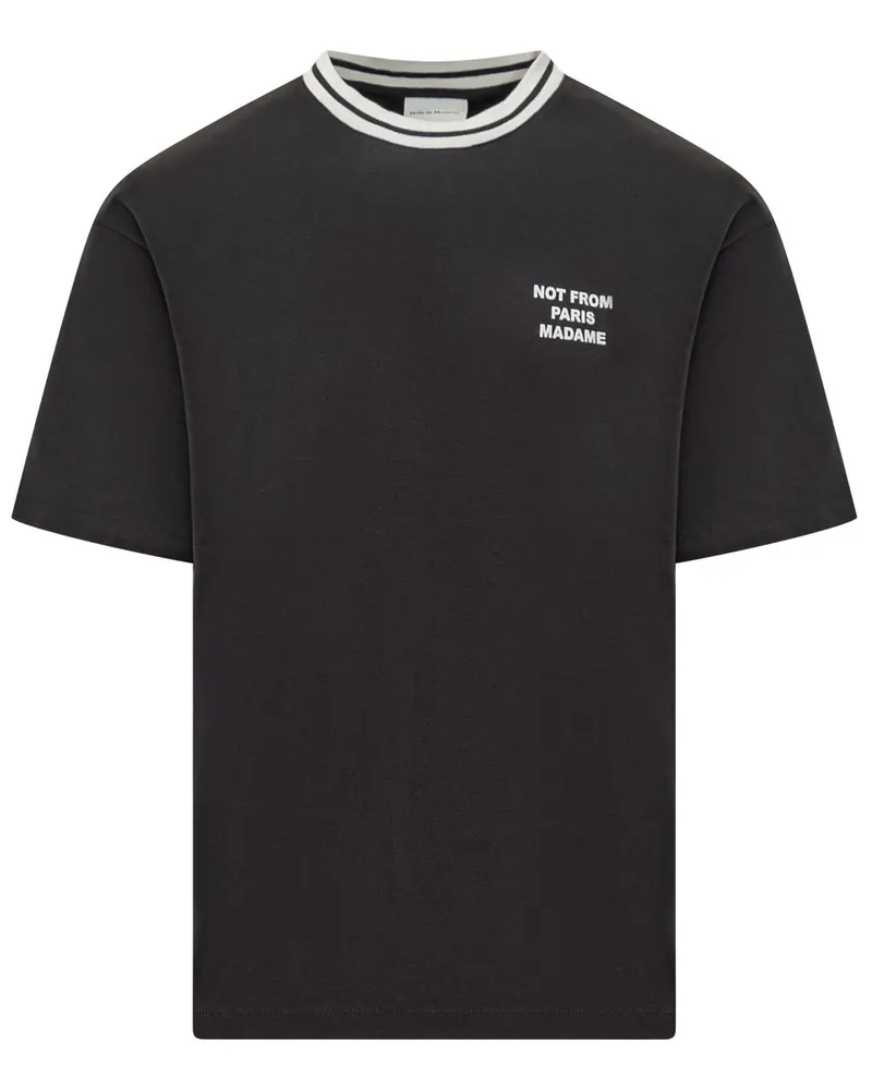 Drôle de Monsieur T-Shirt mit Slogan-Print - Schwarz Schwarz