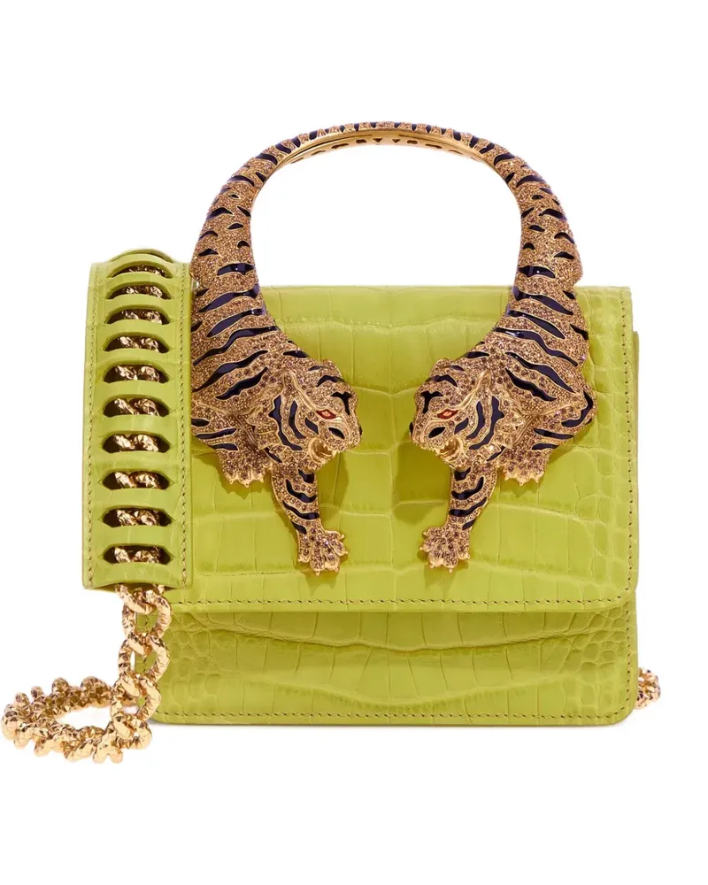 Roberto Cavalli Mittelgroßer Roar Tote Bag mit Tigerhenkel - Grün Grün