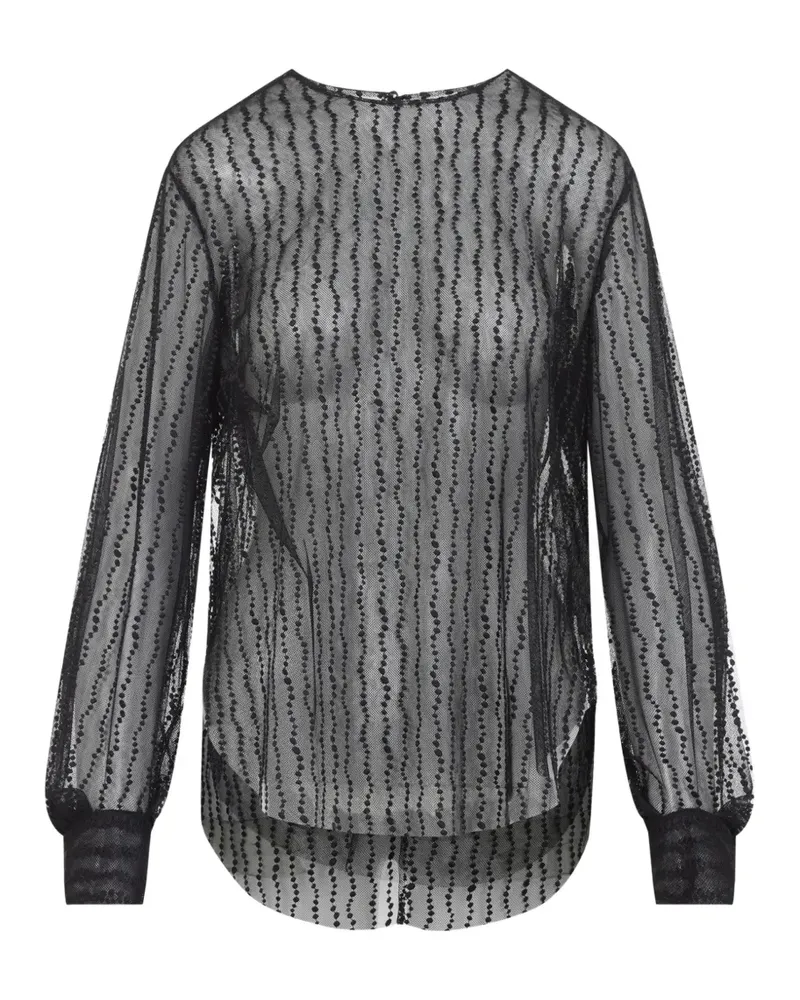 Alberta Ferretti embroidered mesh top - Schwarz Schwarz