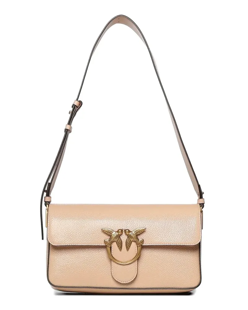 Pinko Love Birds leather shoulder bag - Nude Nude