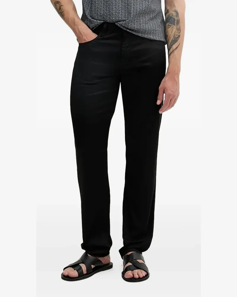 Armani Exchange Gerade Hose mit Logo-Patch - Schwarz Schwarz