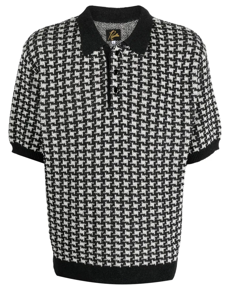 NEEDLES Poloshirt mit Hahnentrittmuster - Schwarz Schwarz