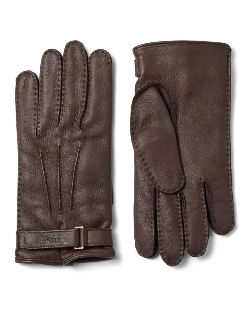 Ermenegildo Zegna Handschuhe mit Schnalle - Braun Braun